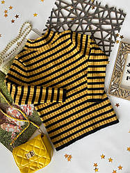 Гольф на дівчинку в смужку Жовтий 8388, 127, Houbeixiaozi, Жовтий, Для дівчаток, Зима, 104