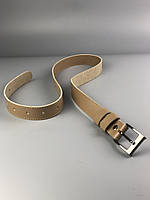 Ремінь жіночий з натуральної шкіри, 3 см, Бежевий