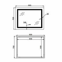 Дзеркало Lidz Kubis (KU2) 900х700 з LED-підсвіткою Touch, з антизапотіванням, з димером, рег. яскравості LD78LF90448452, фото 2