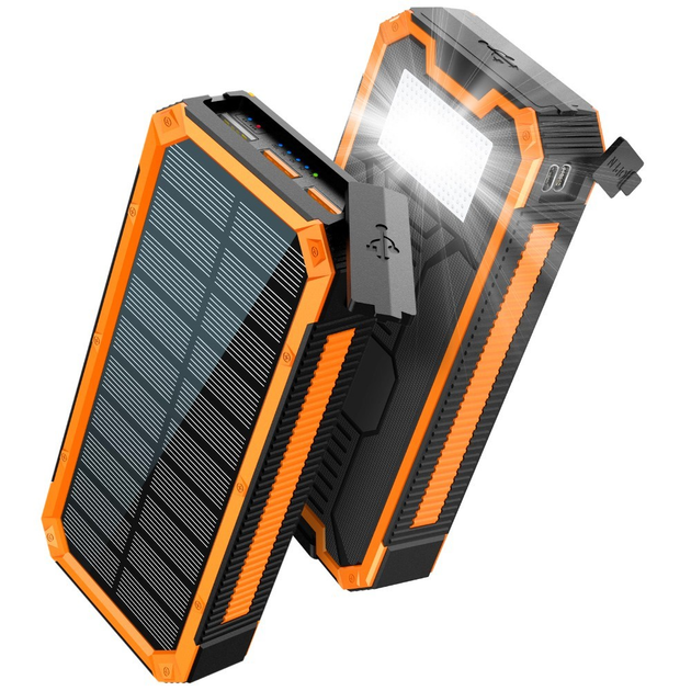 Повербанк на сонячній батареї з бездротовою зарядкою + фонар 15000mAh Power Bank, фото 1
