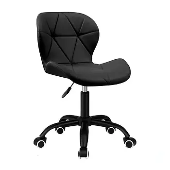 Крісло комп'ютерне на колесах 4Points Diamond стілець офісний з еко-шкіри металева основа для майстра персоналу офісу дому Чорний