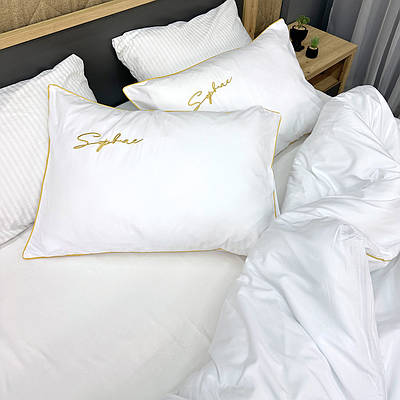 Комплект постільної білизни Сатин, Двоспальний 180х220 Білий (88-153)