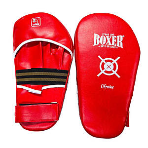 Лапи кікбоксерські BOXER NEW L прямі вінілшкіряні червоні