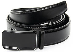 Ремінь чоловічий шкіряний пряжка автомат ширина 3,5 см чорний брючний натуральна шкіра гладка C40-1789-2