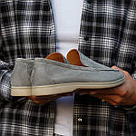 Чоловічі повсякденні лофери Loro Piana Sweet Grey (сірі) стильні туфлі 2308 Лоро Піана топ, фото 5