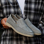 Чоловічі повсякденні лофери Loro Piana Sweet Grey (сірі) стильні туфлі 2308 Лоро Піана топ, фото 6