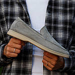 Чоловічі повсякденні лофери Loro Piana Sweet Grey (сірі) стильні туфлі 2308 Лоро Піана топ, фото 7