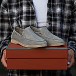Чоловічі повсякденні лофери Loro Piana Sweet Grey (сірі) стильні туфлі 2308 Лоро Піана топ, фото 10