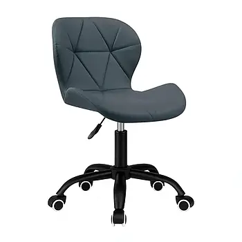 Крісло комп'ютерне на колесах 4Points Diamond стілець офісний з еко-шкіри металева основа для майстра персоналу офісу дому Сірий