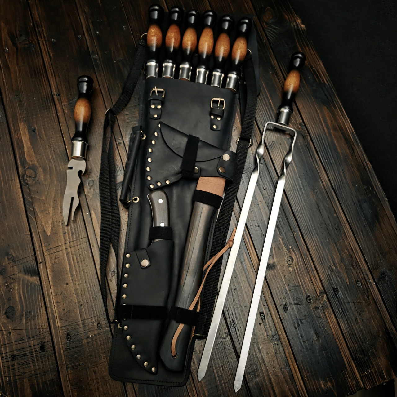 Набір шампурів у шкіряному чохлі "Атаман-2 Люкс", фото 1