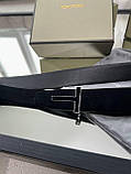 Ремінь Tom Ford із натуральної замші з фірмовою пряжкою чорний преміум якість, фото 8
