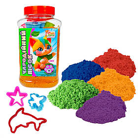 Гр Кінетичний пісок 26428 (9) 1кг "4FUN Game Club", 4 формочки, в банці, ВИДАЄТЬСЯ МІКС ВИДІВ