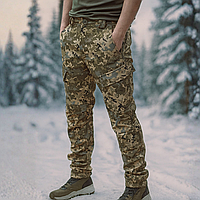 Військові зимові штани тактичні штани на флісі теплі, якісні армійські штани soft shell теплі піксель вітрозахисні
