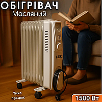 Масляний обігрівач оливний нагрівач із тихою роботою LEX LXHY-15G1 1500 Вт Тепловентилятор найкращий для портативного опалення