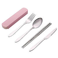 Столові прилади Case у пластиковому чохлі рожеві (LB-38652)