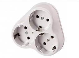 Трійник Luxel з заземленням білий