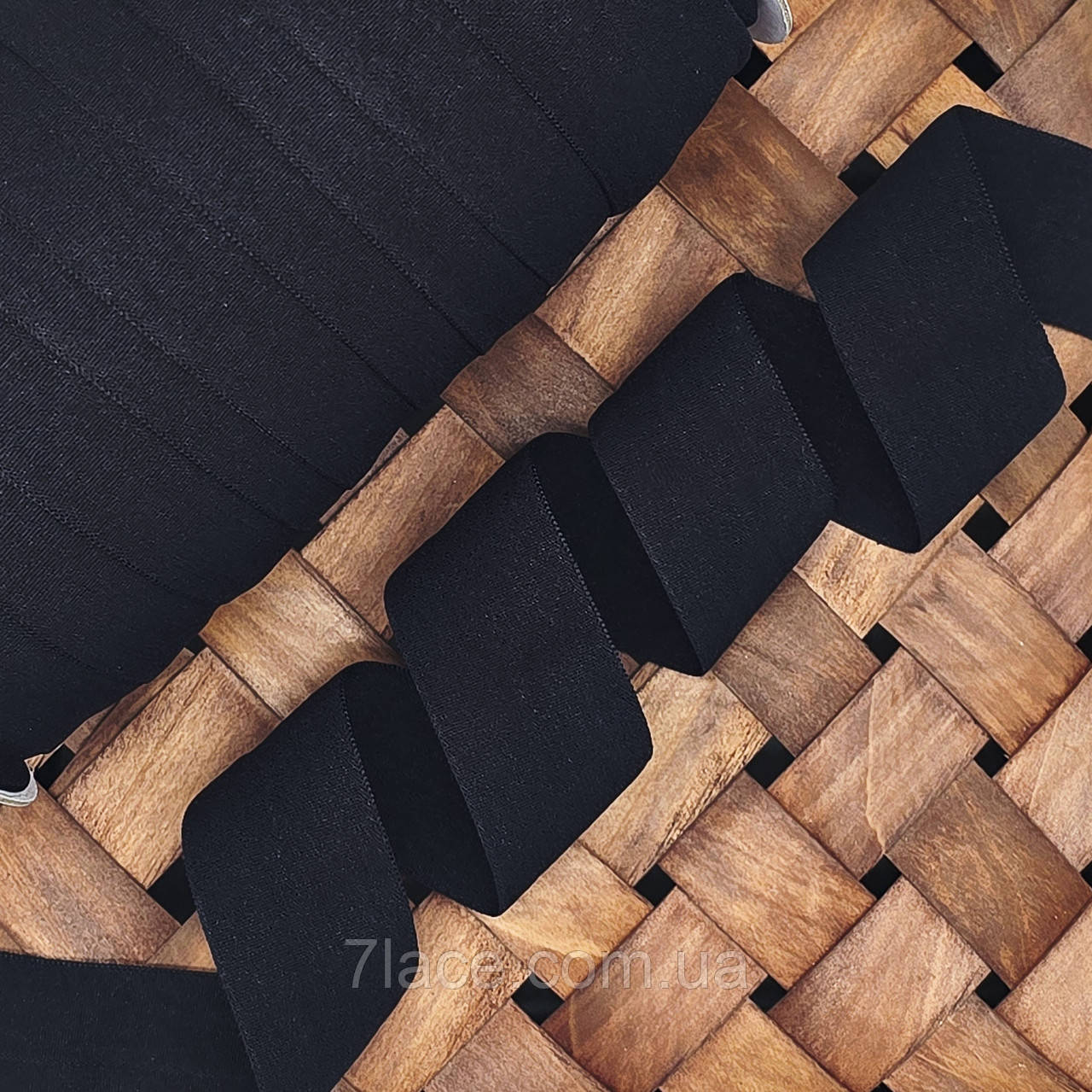 Коса бейка-стрейч (пополамка) МАТОВА / чорний / ширина 3 см / замовлення від 1 метра, фото 1