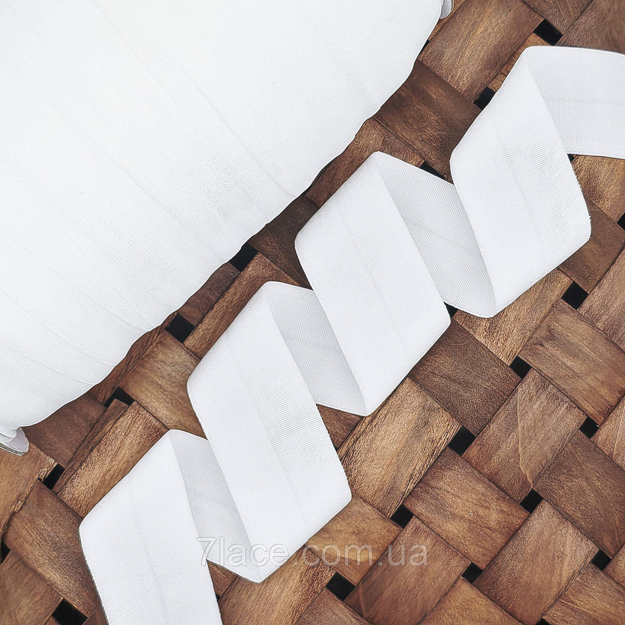 Коса бейка-стрейч (пополамка) МАТОВА / айворі / ширина 3 см / замовлення від 1 метра, фото 1