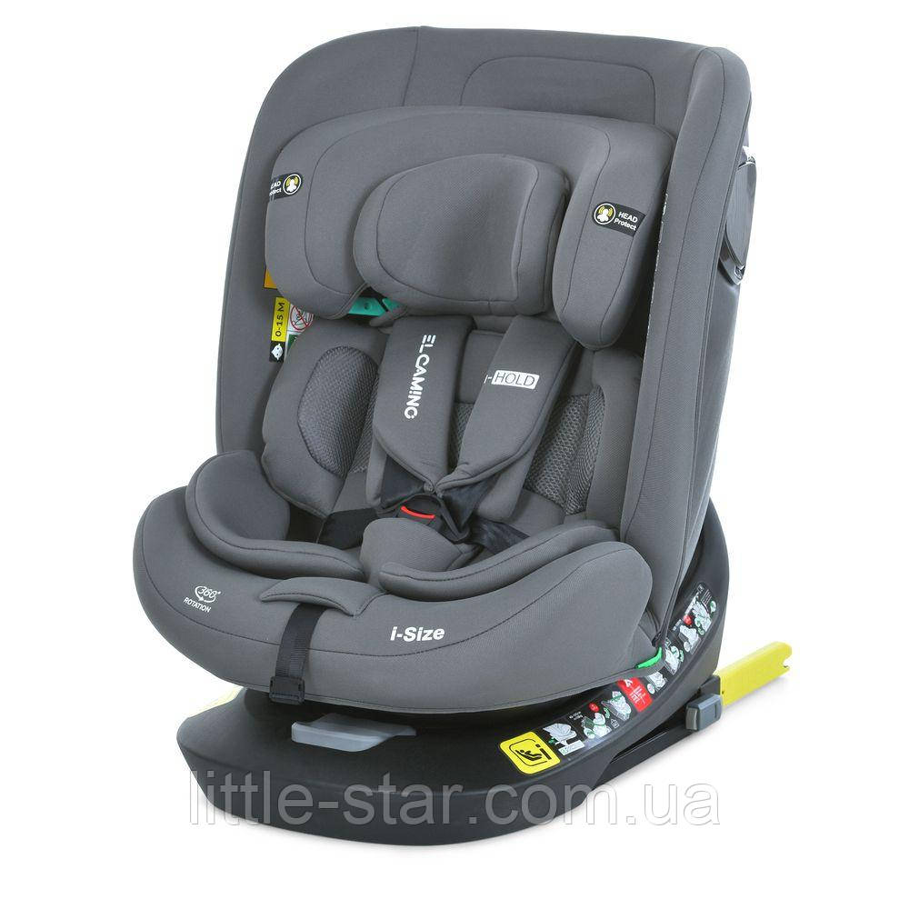 Автокрісло El Camino ME 1188, фаза 1,2 (зріст 40-150 см), Top Tether, isofix, поворот 360, чорний