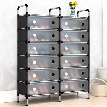 Підлогова полиця для взуття на 12 полиць з дверцятами, 128х80х28см / Взуттєва полиця / Шафа для взуття / Підставка для взуття