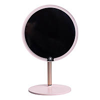 Дзеркало косметичне з підсвічуванням кругле настільне Ø21 см для макіяжу Рожеве HP-10-7AP