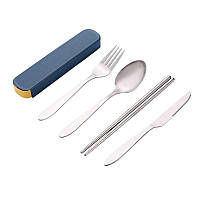 Столові прилади у пластиковому чохлі Case сині (LB-38644)