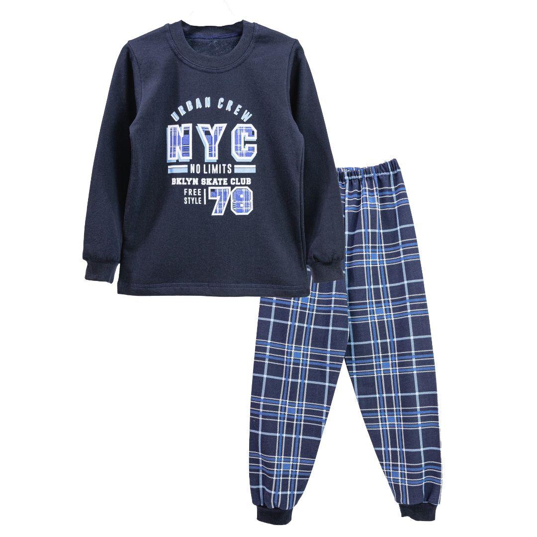 Підліткова тепла піжама з принтом для хлопчика начісування, фото 1