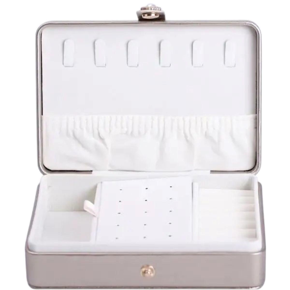 Скринька для прикрас з еко шкіри 16×11×4.7 см органайзер для ювелірних виробів HP-5-30GOLD, фото 1