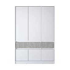 Шафа розпашна для одягу з висувними шухлядами (полиці - штанга) Эверест Стайл-1400 140х53х203 см Німфея Альба (білий)/Бетон