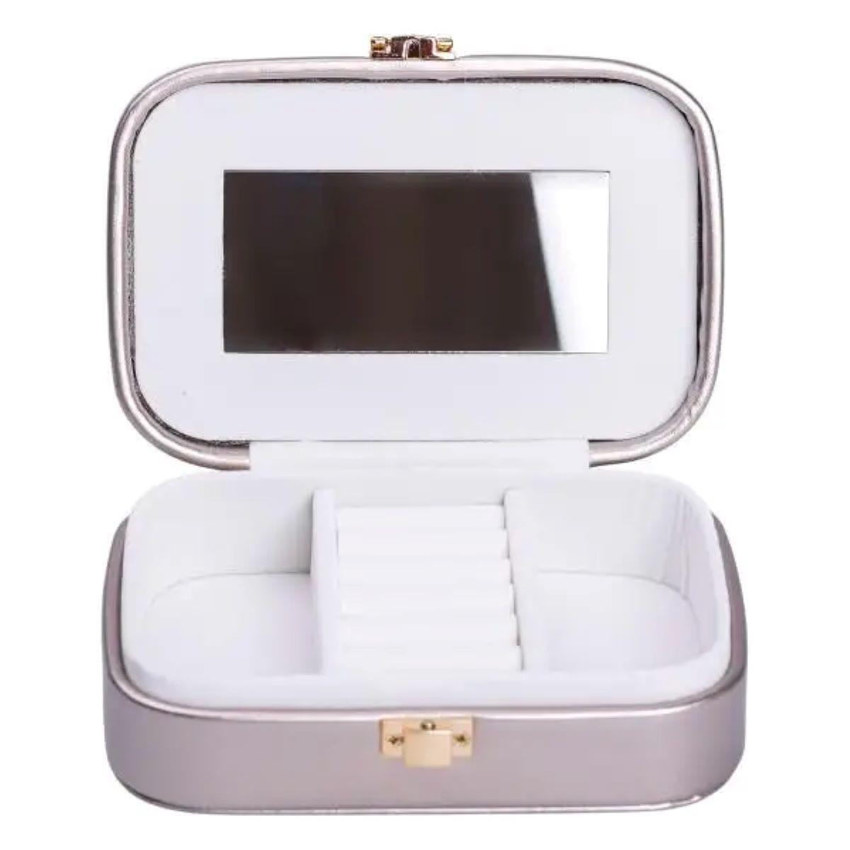 Скринька для прикрас з еко шкіри 15×10×5 см із дзеркалом органайзер для ювелірних виробів HP-5-33G, фото 1