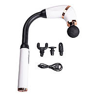 Перкусійний ручний масажер акумуляторний 17 Вт зарядка від USB до 3200 об/хв Білий HP-11-11W