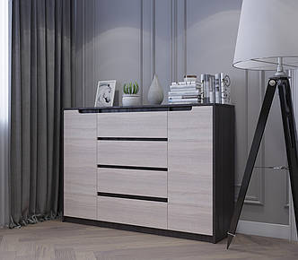 Великий комод для дому Еверест Мікс-3 (телескопи) 140х38х97 венге + дуб молочний PREMIUM, фото 3