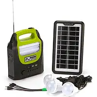 Автономна сонячна зарядна станція GDPlus GD-8071 + ліхтар + 3 лампи + Power Bank + FM + MP3