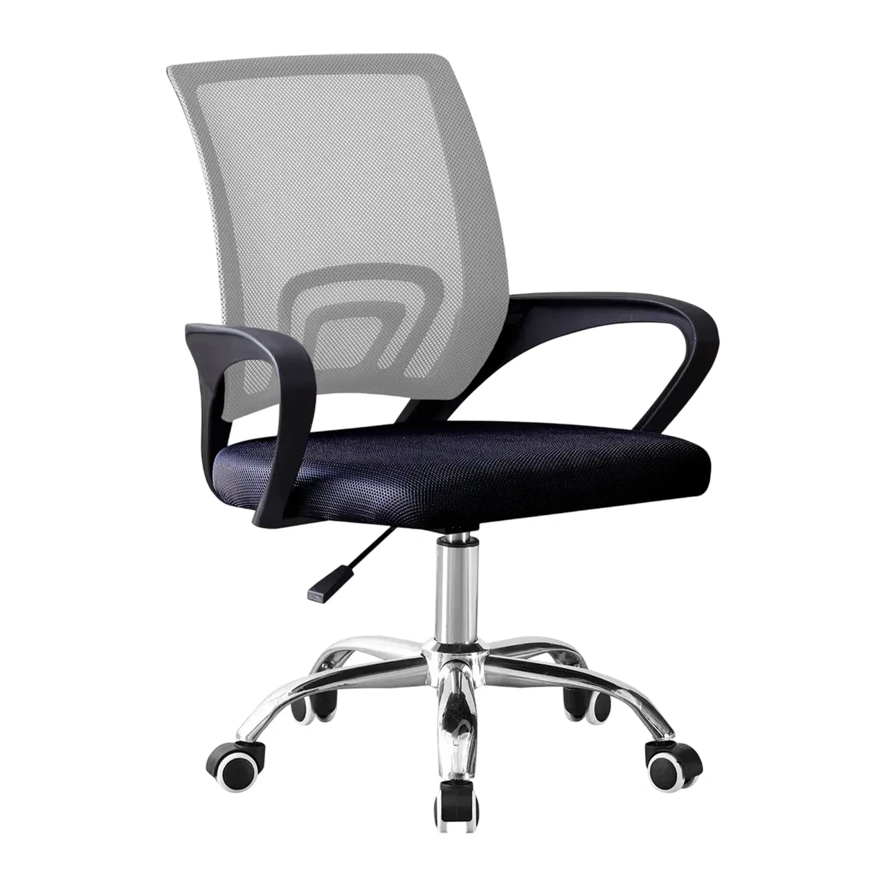 Крісло комп'ютерне на колесах 4Points Aero стілець офісний з сітки тканини хромована основа для роботи офісу дому Сірий, фото 1