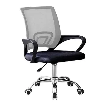 Крісло комп'ютерне на колесах 4Points Aero стілець офісний з сітки тканини хромована основа для роботи офісу дому Сірий