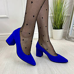 Туфлі жіночі замшеві, колір електрик. 38 розмір