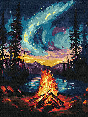 Картина за номерами 30х40 см. Північне сяйво з фарбами металік extra ©art_selena_ua Ідейка. KHO6361