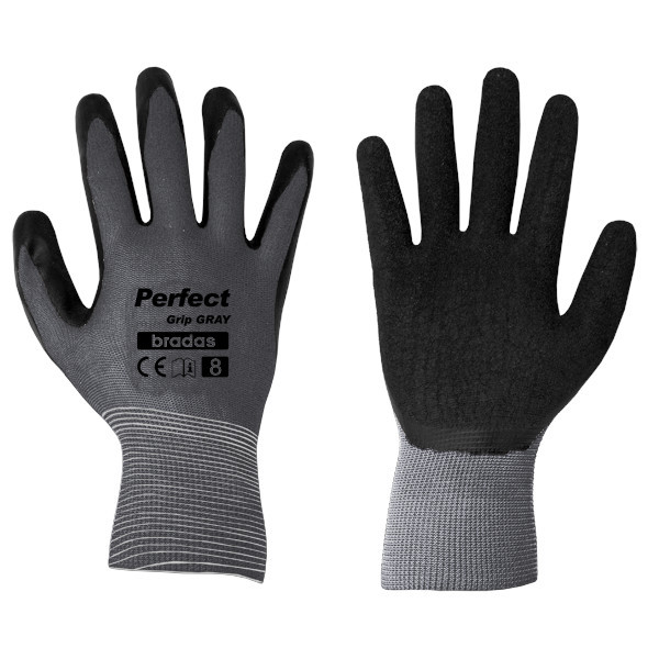 Рукавиці садові латексні Bradas PERFECT GRIP GRAY розмір 10 (XL)
