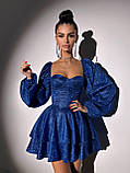 Жіноча вечірня блискуча корсетна сукня бюстьє міні з пишною спідницею, фото 4