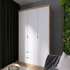 Шафа розпашна для одягу з висувними шухлядами (полиці - штанга) Еверест Сіті-1200 120,2х50х204,6 см Дуб сонома/Білий PREMIUM, фото 2