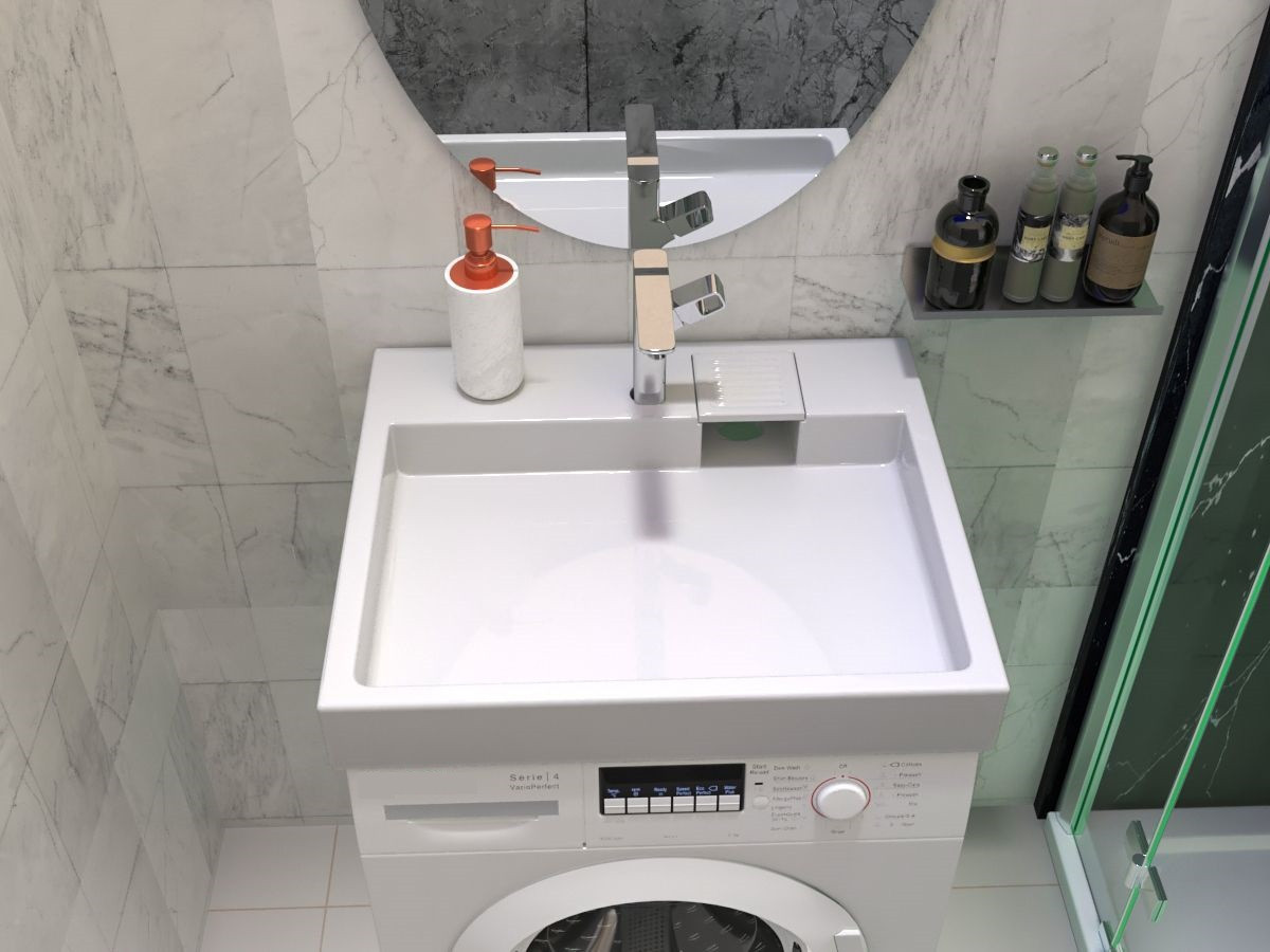 Умивальник на пральну машину акриловий Redokss San DEYMOS 60х50см, фото 1