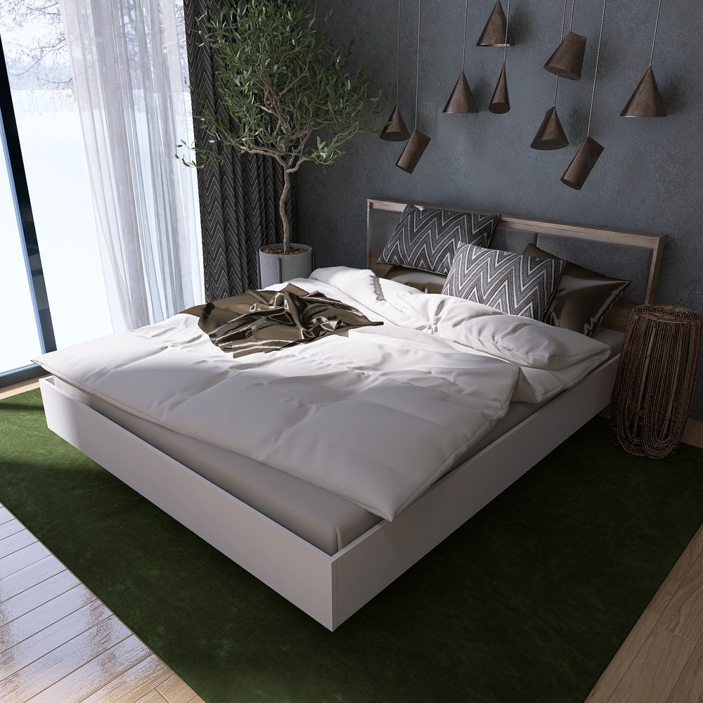 Ліжко двоспальне з підйомним механізмом Еверест Сіті-1400 200,5х148,8х82,6 см Дуб сонома/Білий PREMIUM