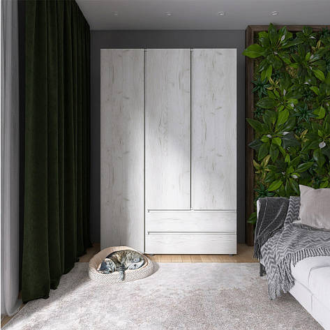 Шафа тридверна Еверест ШЛ-3 Лайт Дуб Крафт білий PREMIUM, фото 1