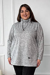 Зимова туніка великого розміру сіра з кишенями утеплена горло закрите