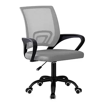 Крісло комп'ютерне на колесах 4Points Aero стілець офісний з сітки тканини металева основа для роботи офісу дому Сірий