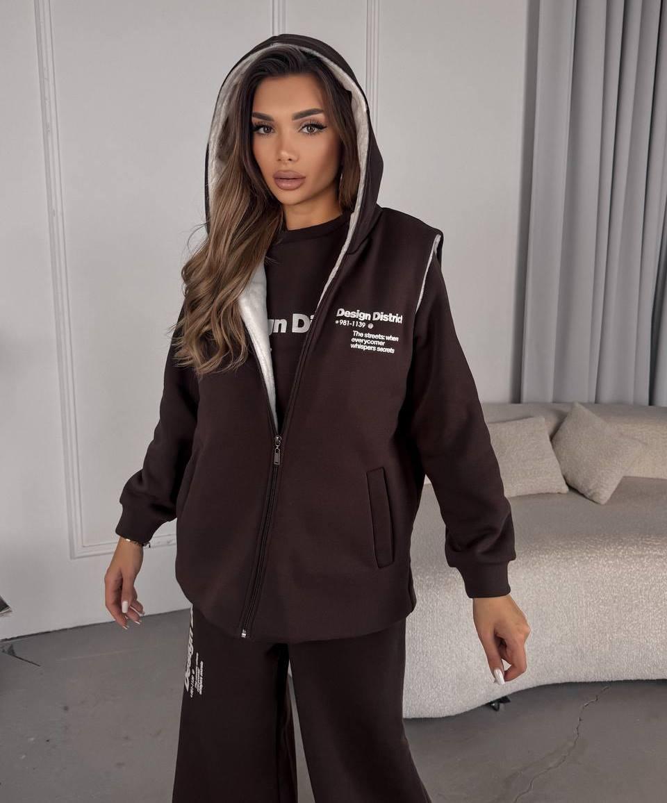 Костюм трійка теплий з жилетом на хутрі 3280, фото 1