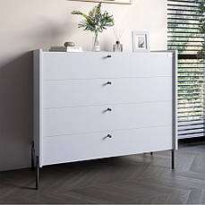 Комод із 4 шухлядами LION Wood із чорними ніжками 100х90х45 см Німфея Альба (білий) (LION-042983) ТОП PREMIUM