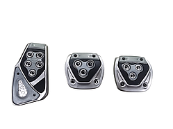 Накладки на педали Тюнинг хром + серый 3шт (1шт-13.5 × 7см, 2шт-8.2 × 8см) МКПП - механика