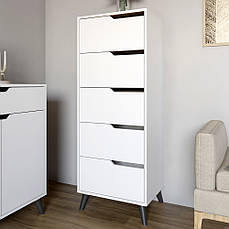 Комод високий з чорними ніжками 5 ящиків М-ЗОН Борн 500 Німфея Альба (білий) PREMIUM