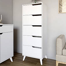 Комод високий з білими ніжками 5 ящиків М-ЗОН Борн 500 Німфея Альба (білий) PREMIUM
